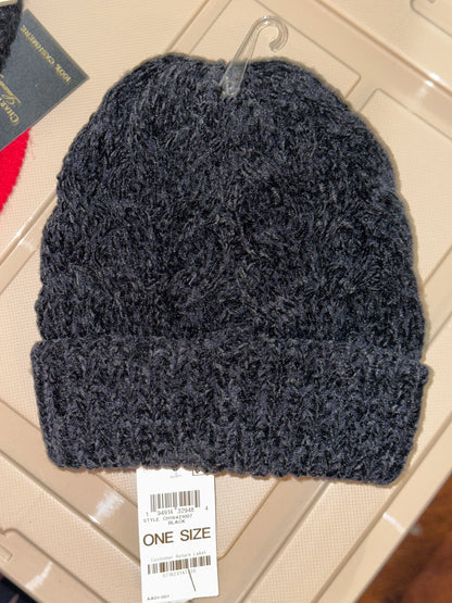 Charter Club Cable Knit Chenille Beanie Black ONE SIZE