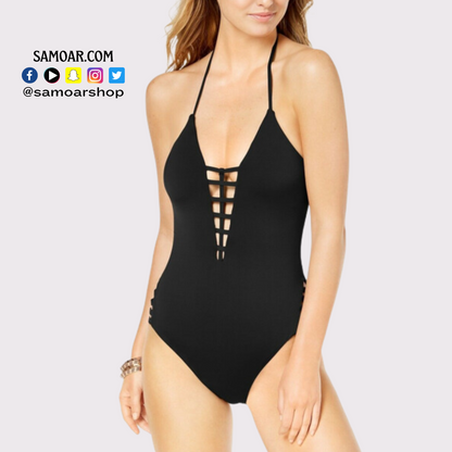 Strappy Plunging One-Piece Swimsuit