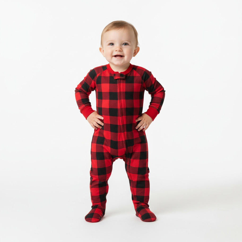 Buffalo Plaid Footed Infants Holiday's PJ