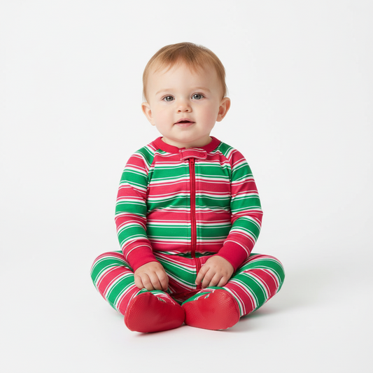 Crushed It Stripe Footed Infants Holiday's PJ