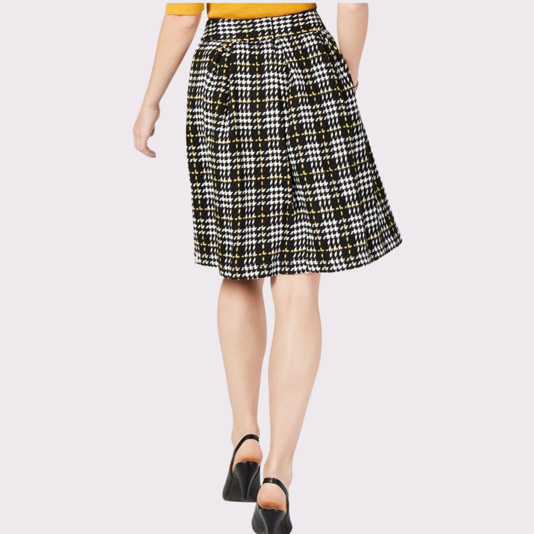 Plaid Pleated A-Line Skirt,