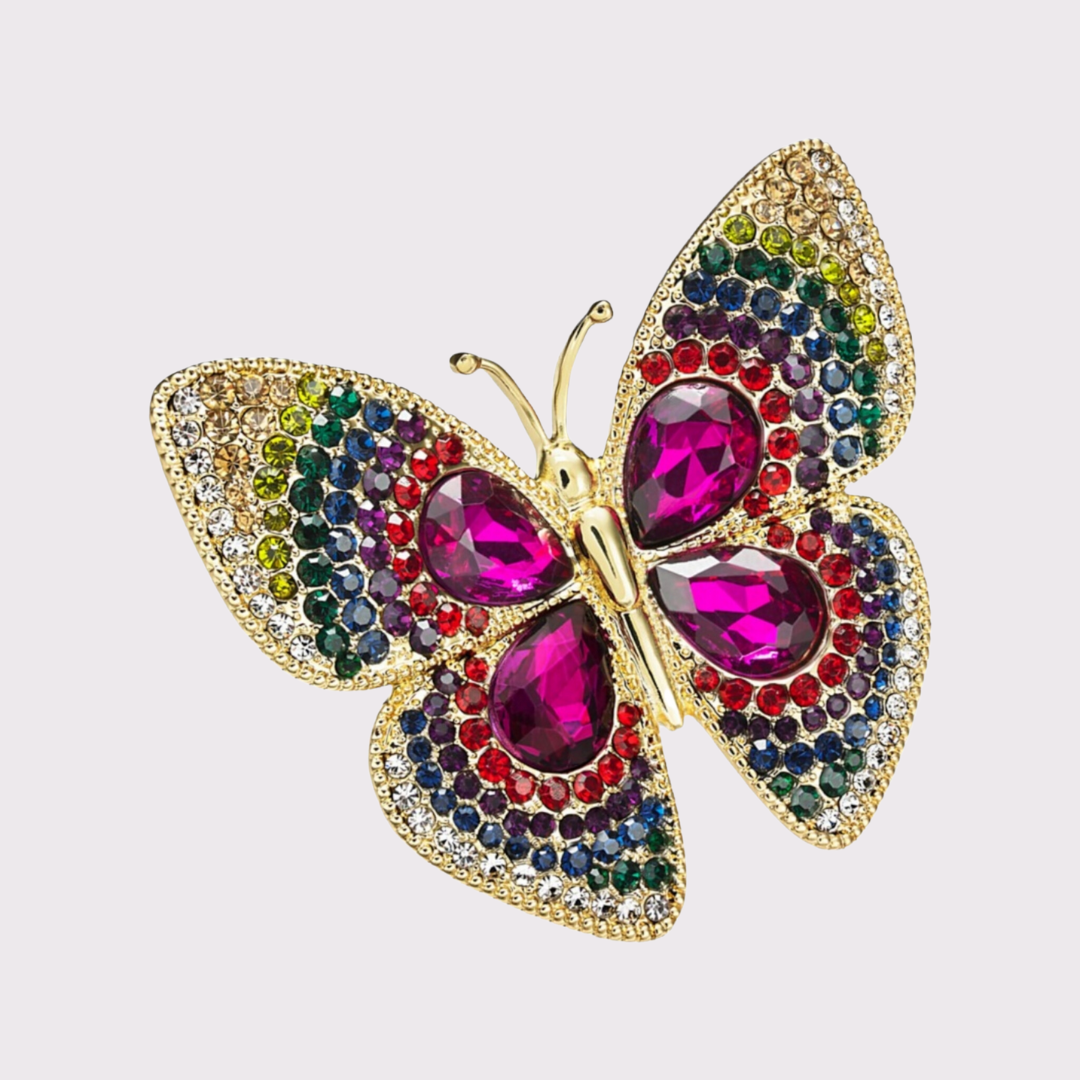 Silver-Tone Crystal Butterfly Pin