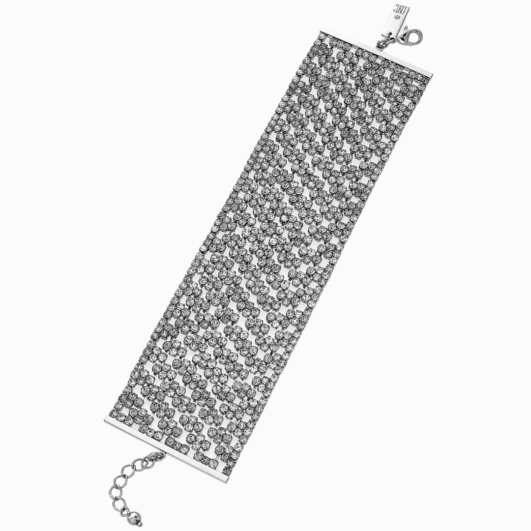 Silver-Tone Rhinestone Mesh Flex Bracelet