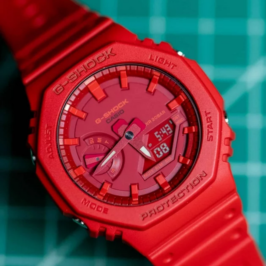 G-Shock Mens Analog-Digital Red Resin Red