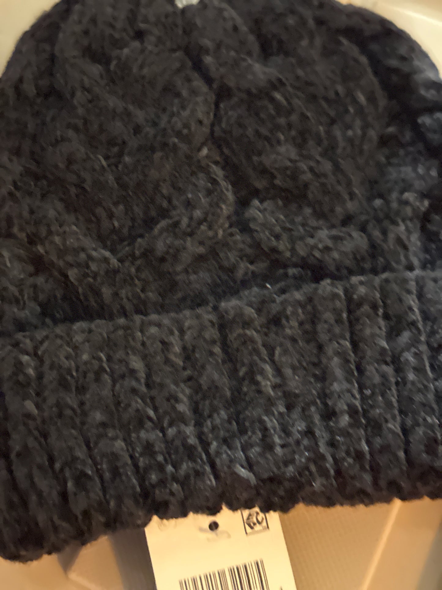 Charter Club Cable Knit Chenille Beanie Black ONE SIZE