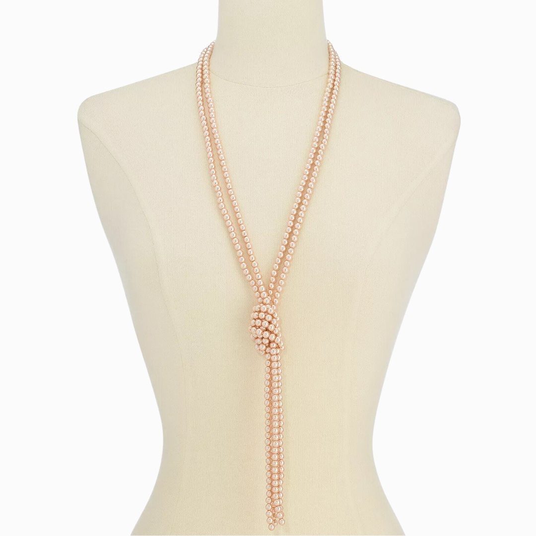 Colored Imitation Pearl Knotted Lariat Necklace