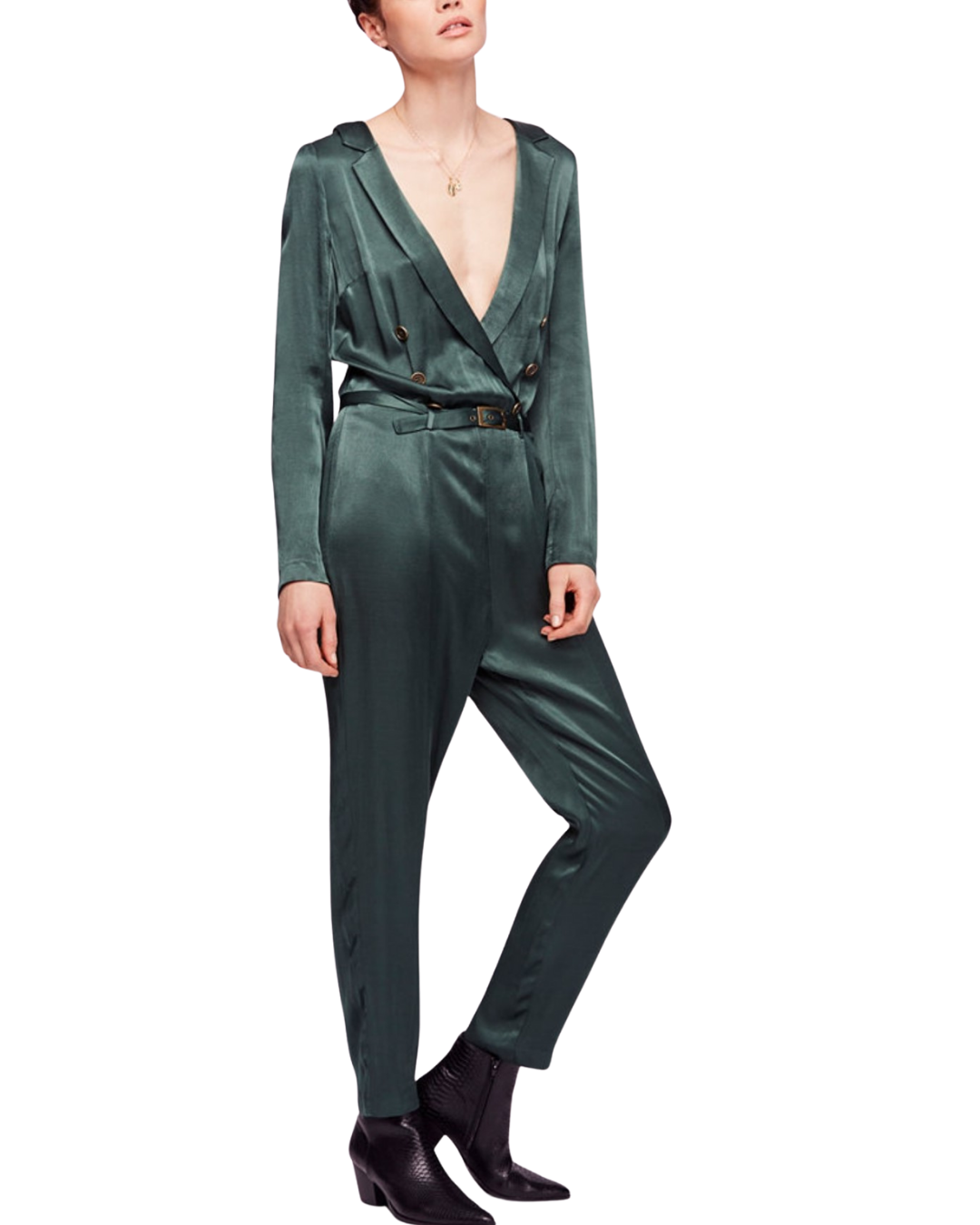 Satin long sleeves jumpsuit