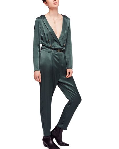 Satin long sleeves jumpsuit