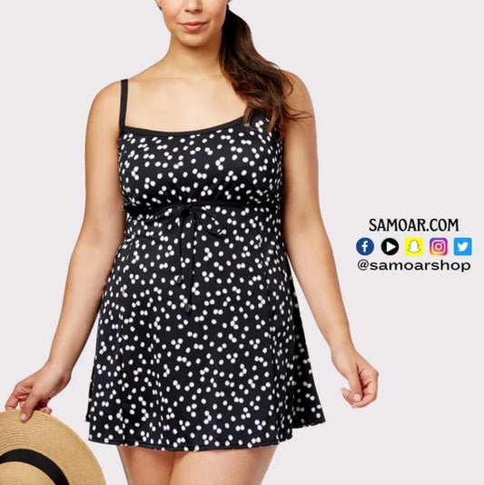Dot-Print Tiered Tankini Top