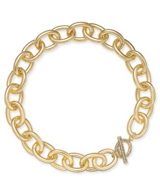 INC International Concepts Gold-Tone Pave Toggle Chain-Li Gold