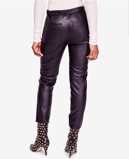 Free People Belted Faux-Leather Ankle Pants