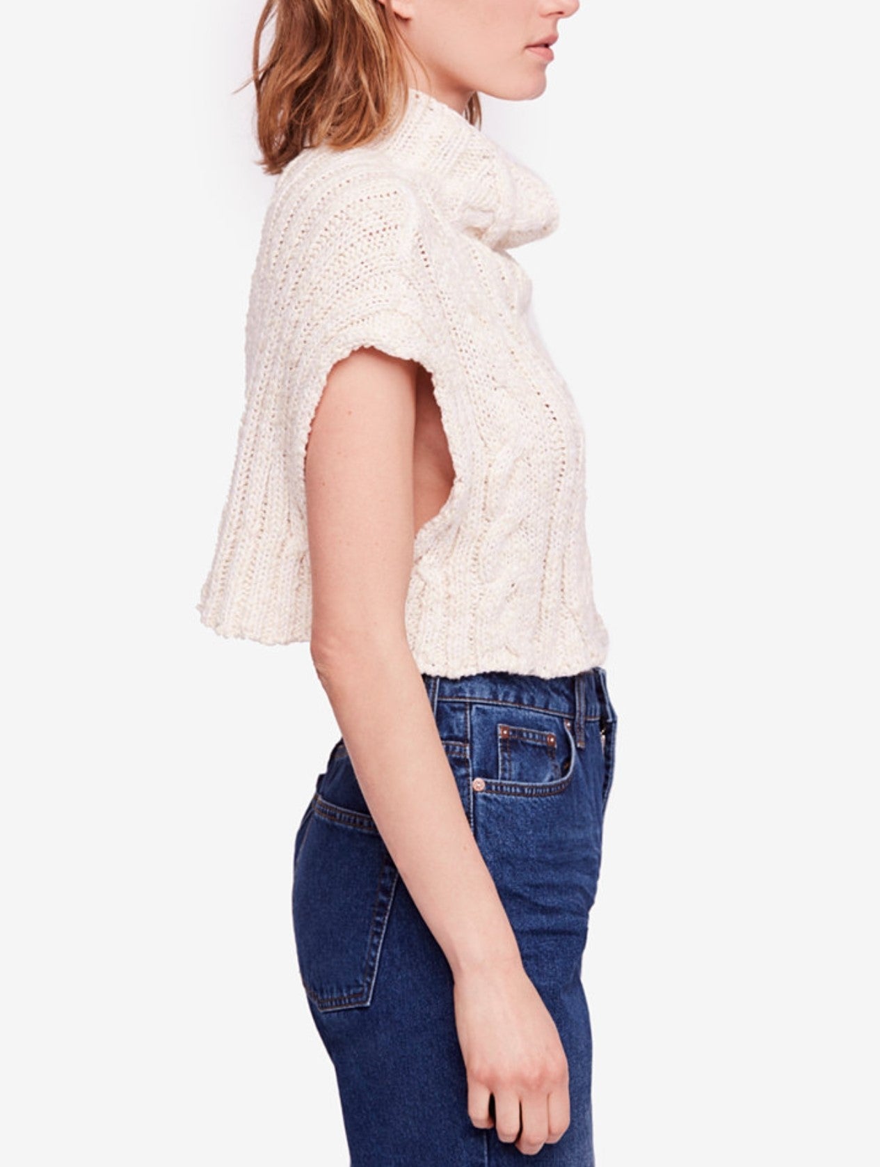 Free People Twisted-Cable Cropped Sweater