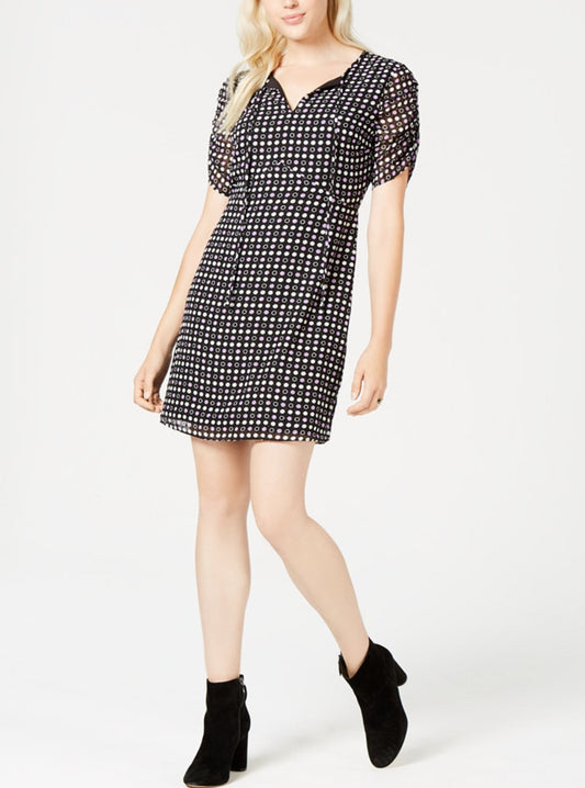 Maison Jules Printed Ruched-Sleeve Dress