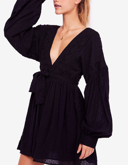 Free People Open-Back Mini A-Line Dress