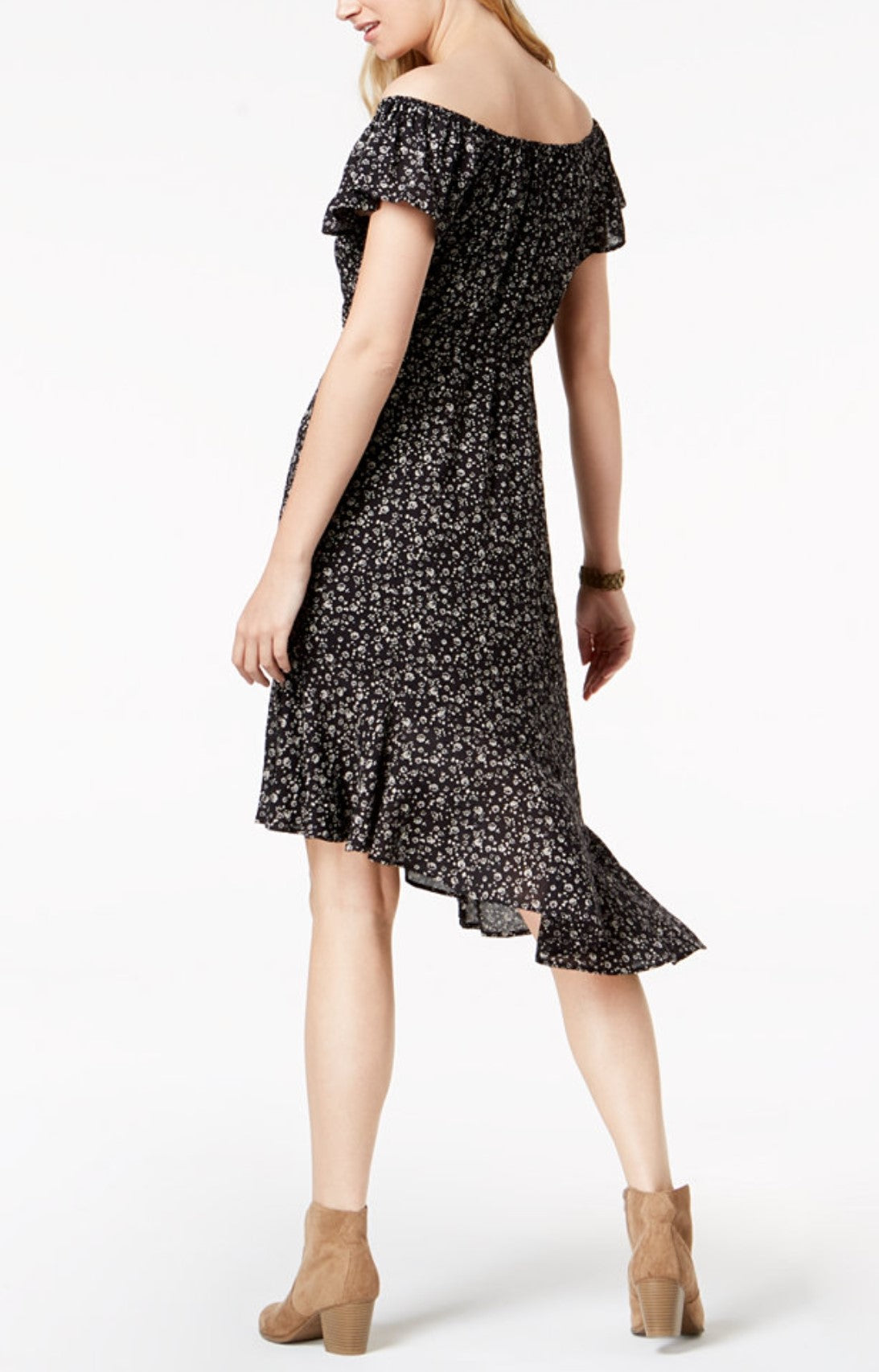 Lucky Brand Ruffed Off-The-Shoulder Fit & Flare Dress