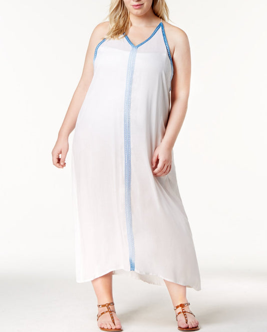 Plus Size Crochet-Trim Maxi Co White