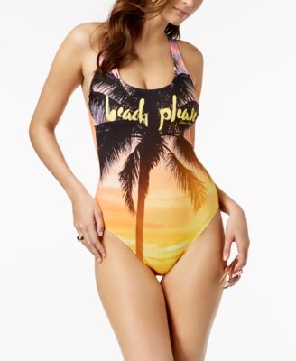 Calvin Klein Printed Cross-Back One-Piece Swimsuit