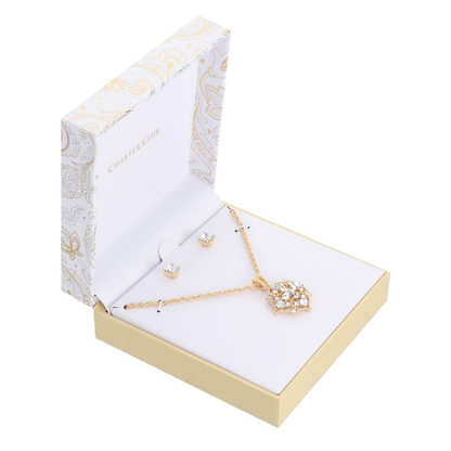 Gold-Tone Crystal Filigree Pendant Necklace
