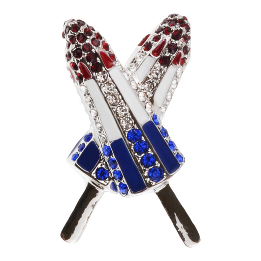 Holiday Lane Silver-Tone Red, White & Blue Pavé Popsicle Pin