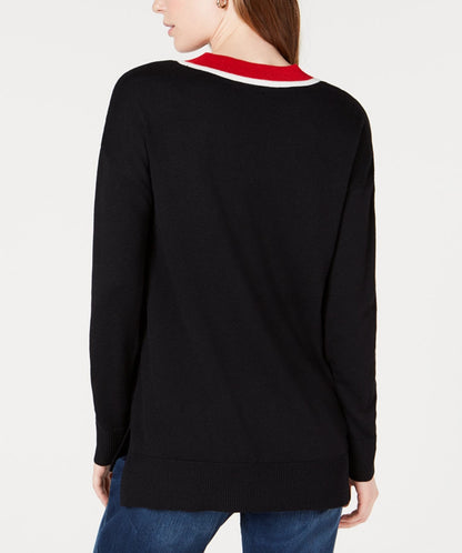 Maison Jules Contrast-Trim Tunic Sweater
