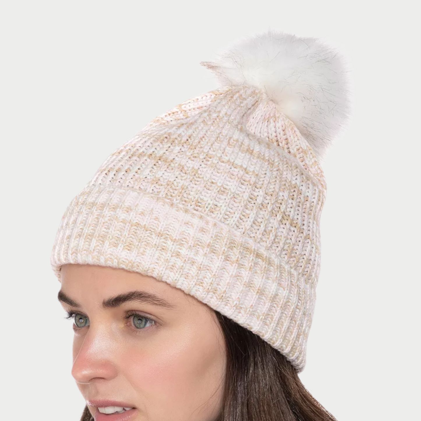 Style Co Space-Dye Ribbed Beanie Ivory Neutral ONE SIZE