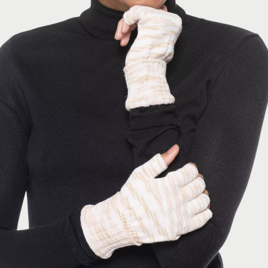 Style Co Marled Fingerless Gloves Ivory Neutral ONE SIZE
