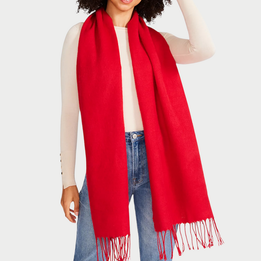 Cozy Blanket Scarf with Fringe Detail