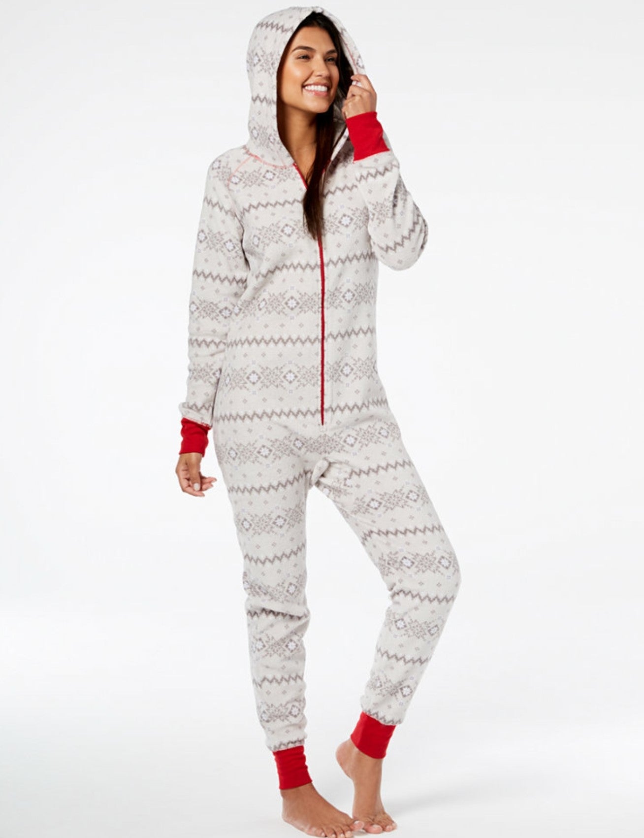 Pajamas Women's Winter Fairisle Hooded One-Piece